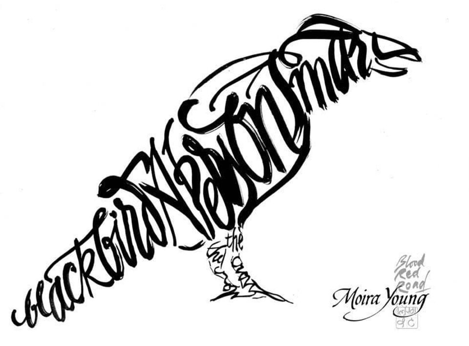 Crow brush calligraphy print
