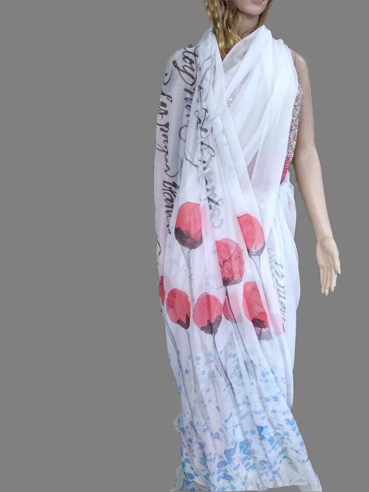 Customized saree with calligraphy
