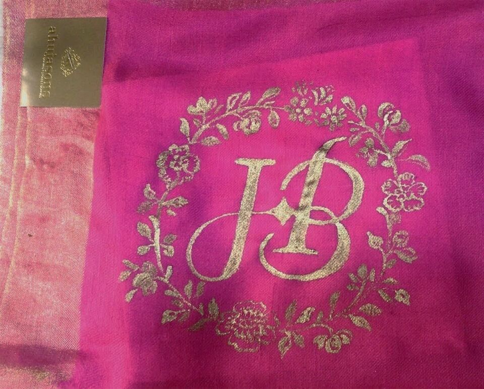 Pashmina shawl calligraphy detail