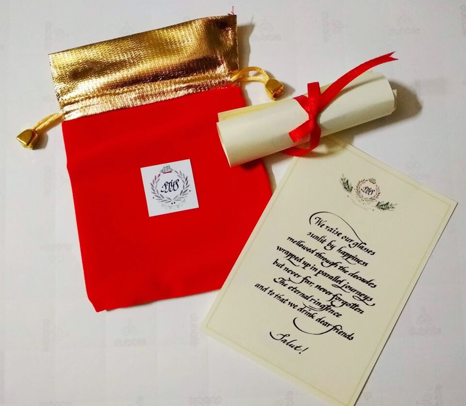 Calligraphed scrolls as return gifts