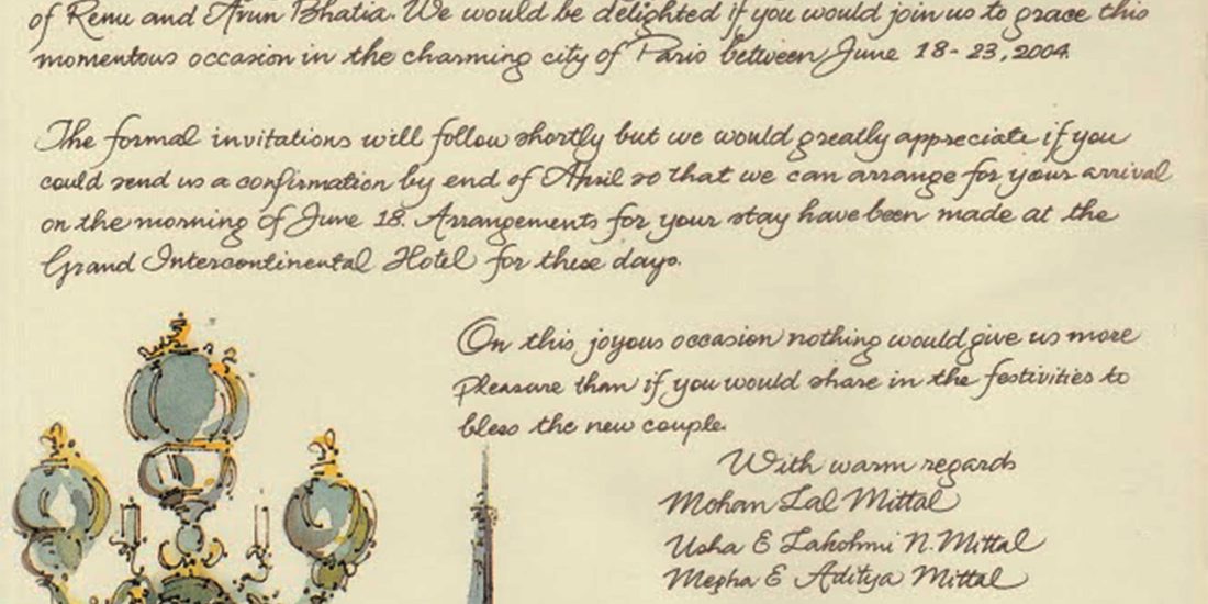 Hand-calligraphed and personalised wedding invitation card