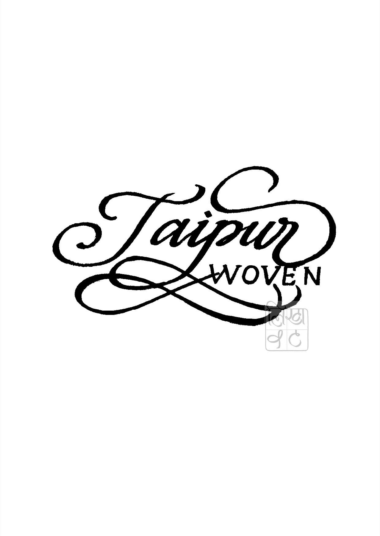 Hand-lettered script logo design reading Jaipur Woven