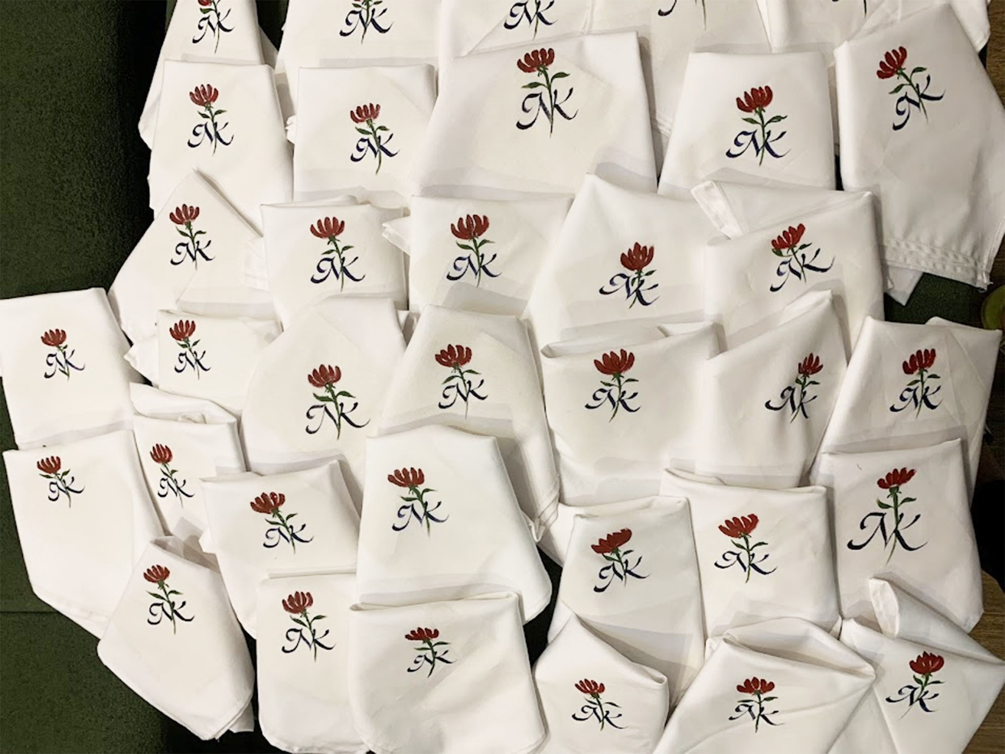 Personalised wedding monogram napkins